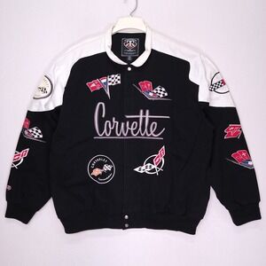 Vintage Corvette Racing Jacket JH Designs Chevy Black White 3XL Mens